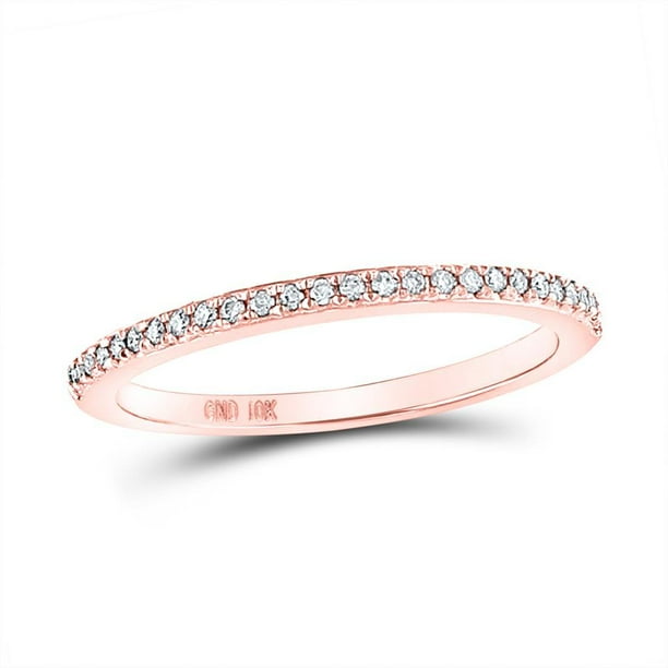 10k Rose Gold Diamond Single Row Fashion Ring Stackable Band Style 1/8 ct 10k Rose Gold Diamond Single Row Fashion Ring Stackable Band Style 1/8 ct